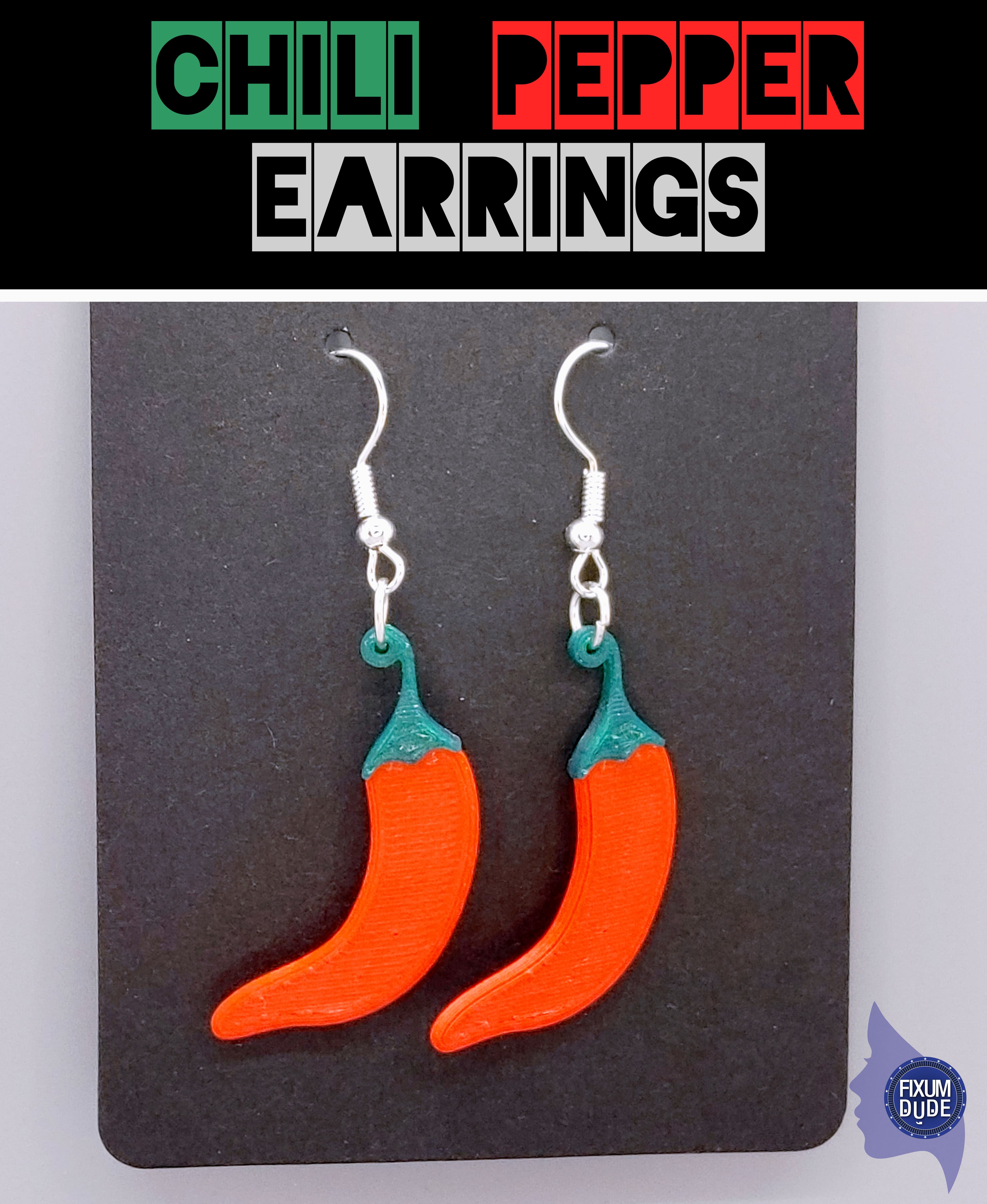Chili Pepper Earrings 3d model