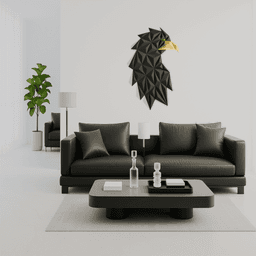Geometric eagle (or crow) head wall art 3d model