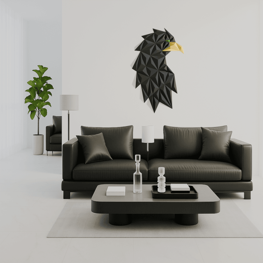 Geometric eagle (or crow) head wall art 3d model