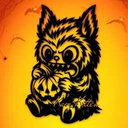 Halloween Labubu Pumpkin Monster Wall Art Home Decor 3d model