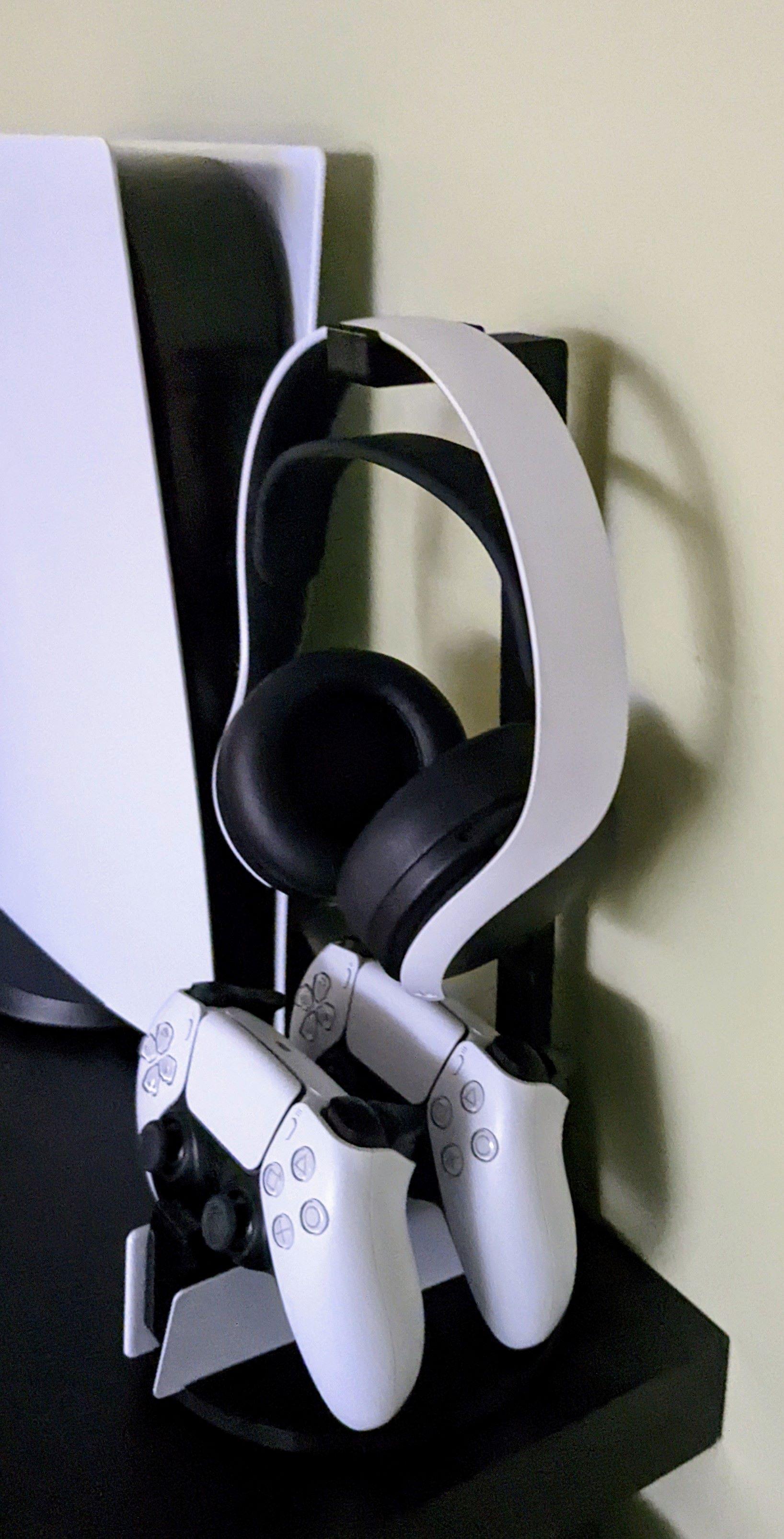 PS5 headphone hanger and base for Dual Sense charging station 3d model