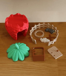 Strawberry fairy house (mechanical door) 3d model