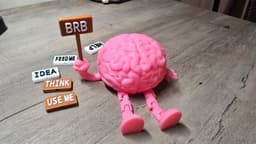 Cute Articulated Brain Box with Interchangeable Signs 3d model