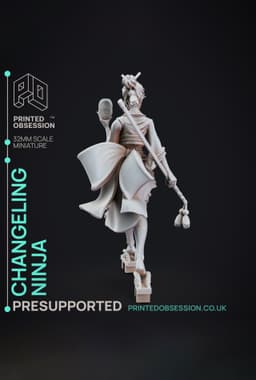 Changelin Ninja - Mimics Vs Ninjas - PRESUPPORTED - Illustrated and Stats - 32mm scale 3d model