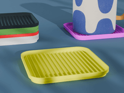 Stackable Scalloped Reverse Square Coaster Set 3D Print STL File | 3 Sizes 3d model