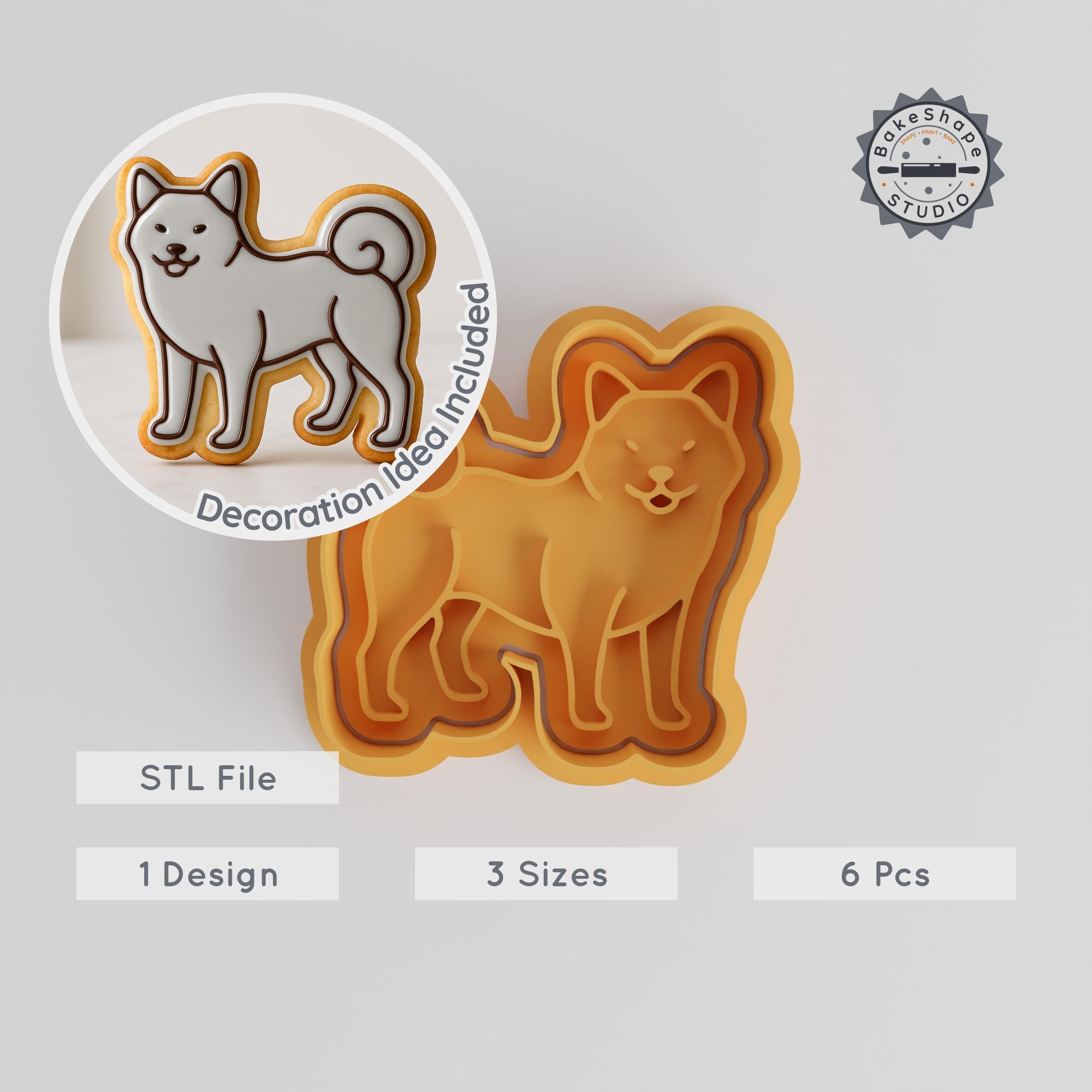Akita Shape Cutter & Stamp, Dog Breed Cookie Mold Set, Pet Puppy Fondant S/M/L, Cute Animal Baking Tools PRODUCT_303 3d model