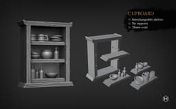 Bookshelf and Cupboard 3d model