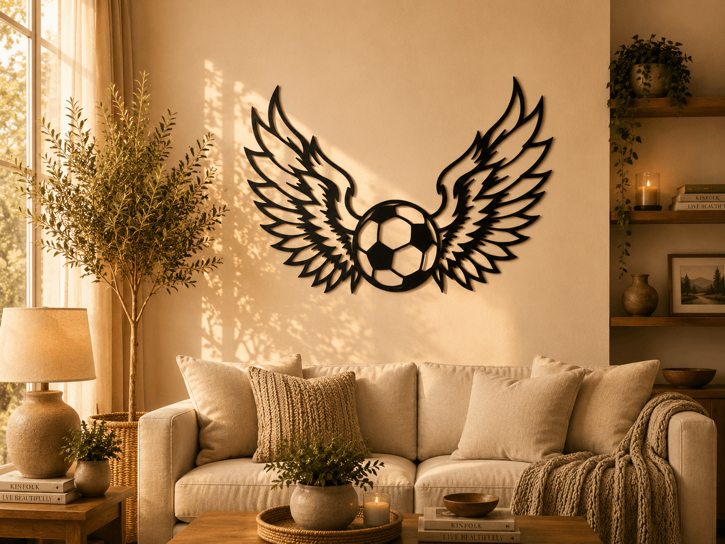 Flying Soccer Ball Wings Wall Art.3mf 3d model