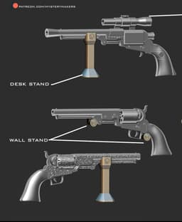 Cad Bane blaster with wall mount and desk stand 3d model