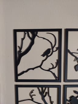 Birds on branches, 4 Piece wall art 3d model