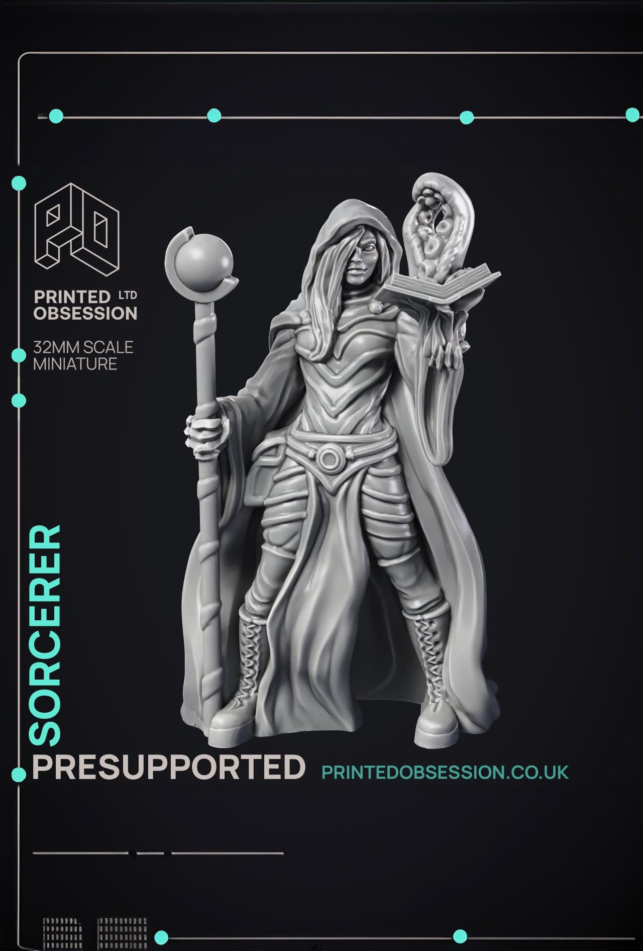 Sorcerer - Human Magic User - PRESUPPORTED - Hell Hath No Fury - 32mm Scale 3d model