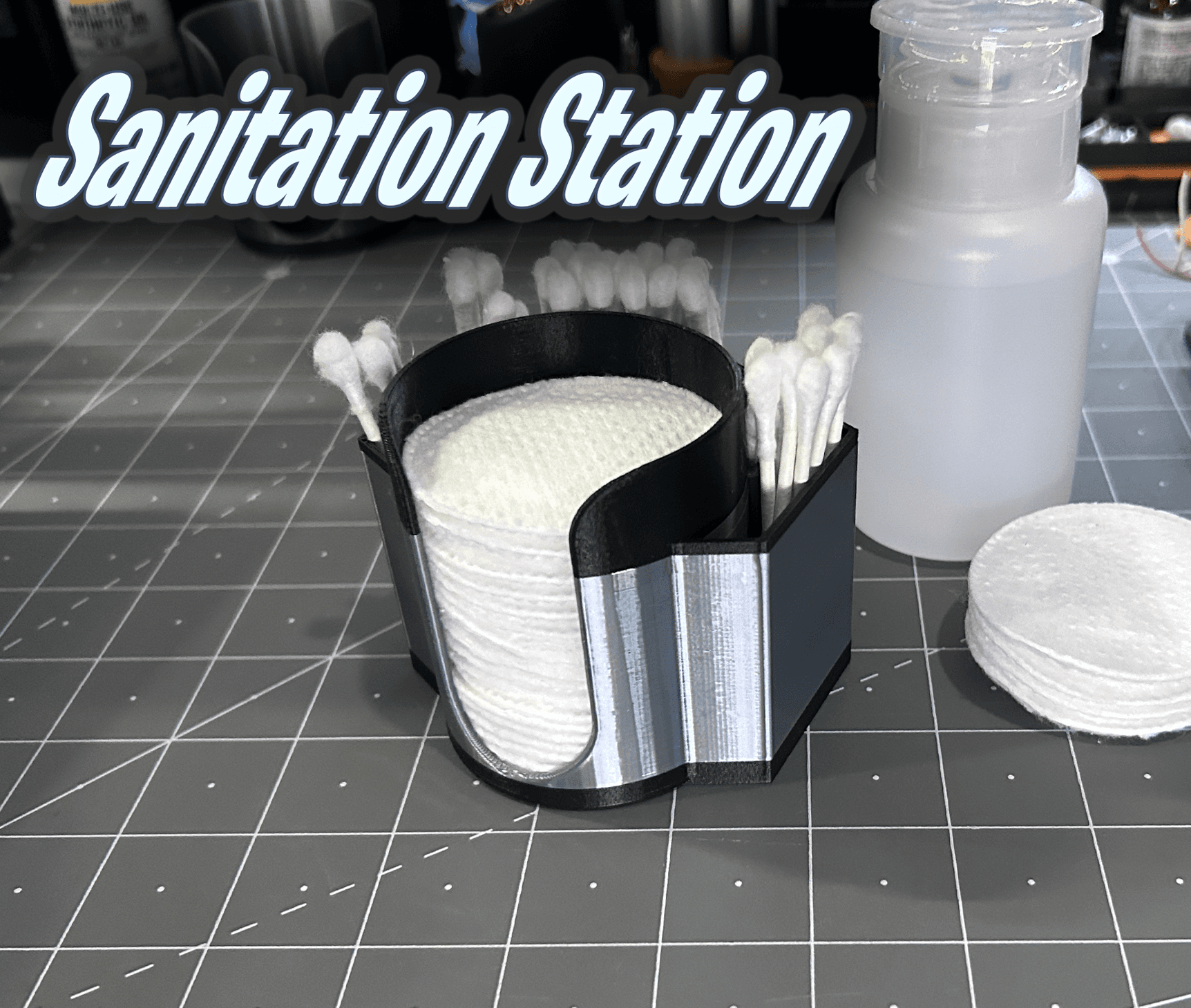 Cotton Pad and Q-Tip holder - Sanitation Station 3d model