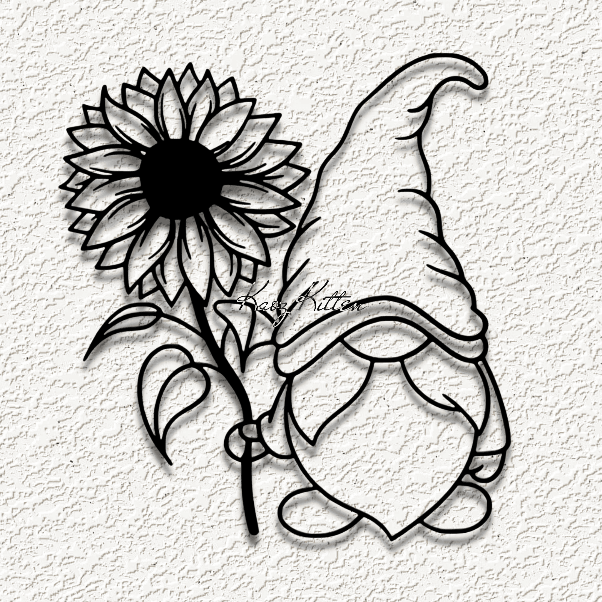 garden gnome sunflower WALL ART HOME DECOR 3d model