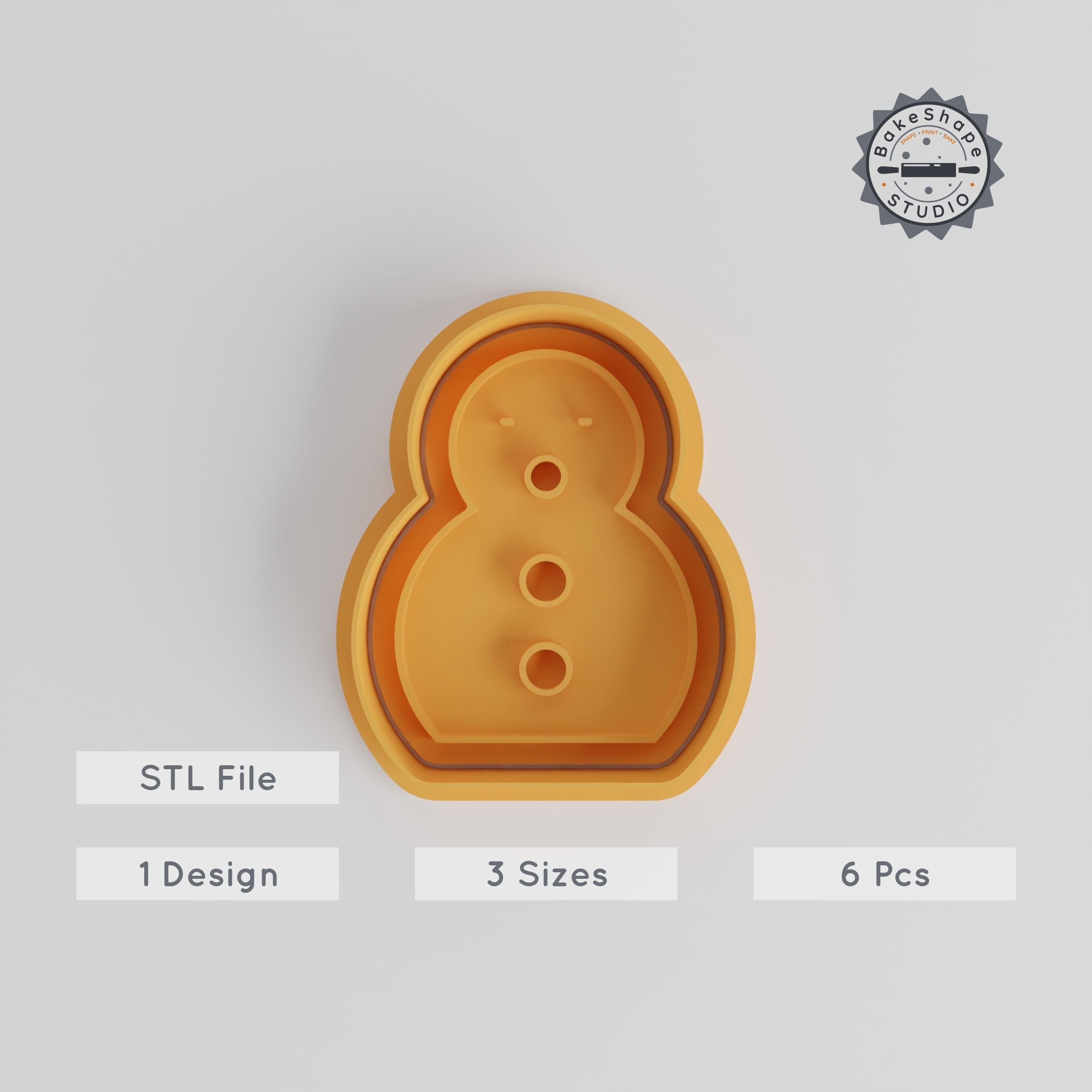 Snowman Shape Cutter & Stamp, Perfect for Cookies & Fondant, 6-Piece Set, Christmas, Winter, Festive Baking STL Files PRODUCT_4960 3d model
