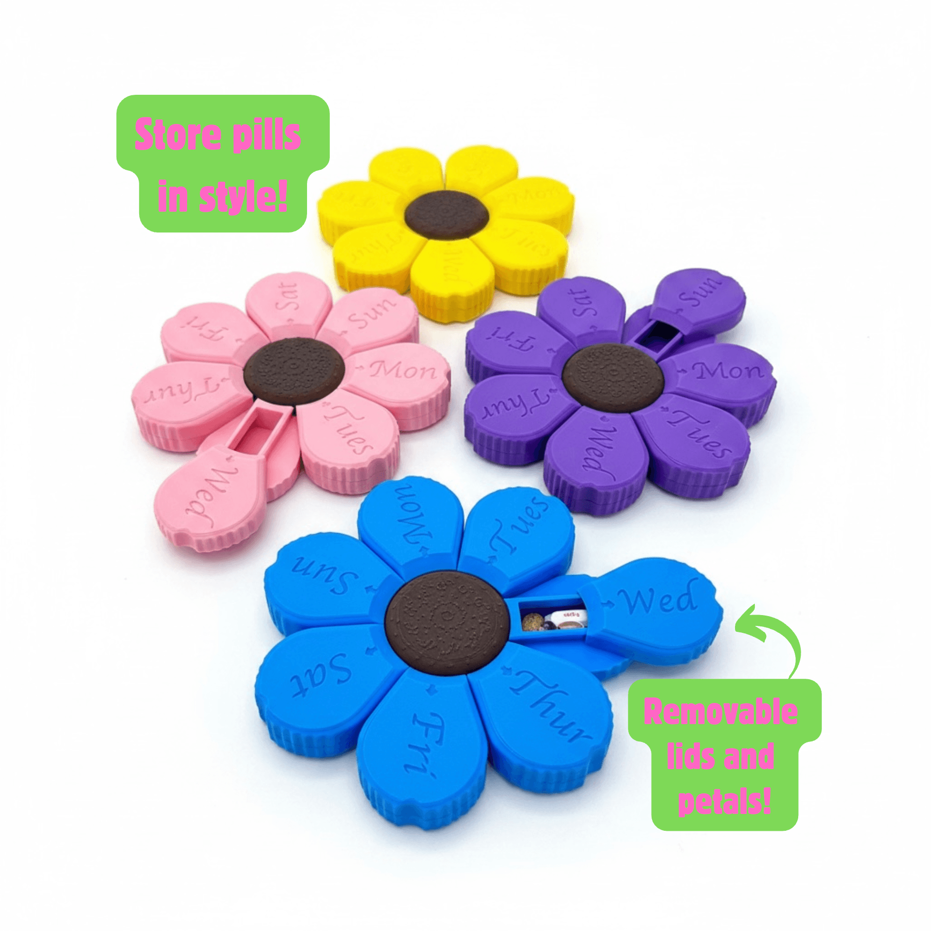Flower Pill Organizer 3d model