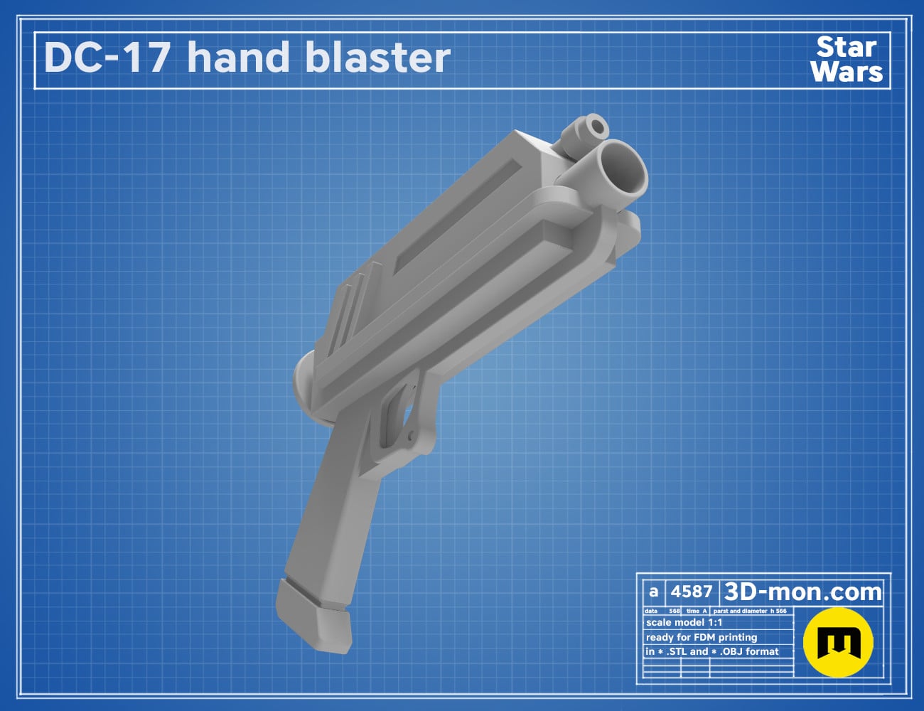 DC-17 Blasters BadBatch Clone Wars 3d model