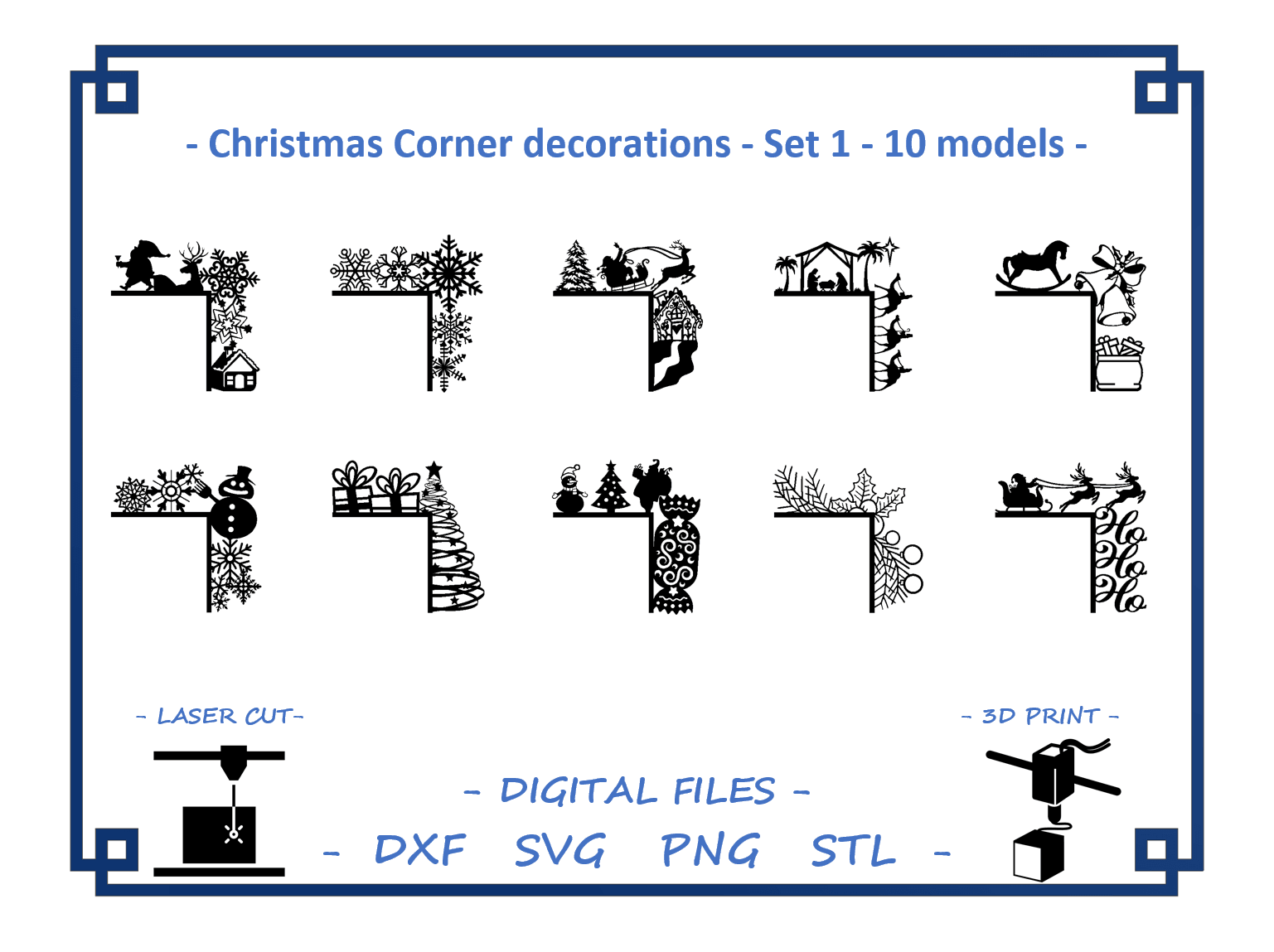 Christmas Corner decorations - Set 1 - 10 models 3d model