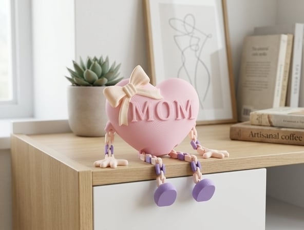 Mom Heart Flexi Figurine - Mother’s Day Collectible 3d model
