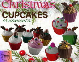 Christmas Cupcake Ornaments 3d model