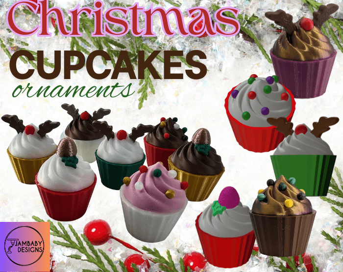 Christmas Cupcake Ornaments 3d model