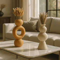 Minimalist Circular Vase Set, 2 pcs. Vases Bundle, Nordic Style Vases, Boho - Rustic Decor 3d model
