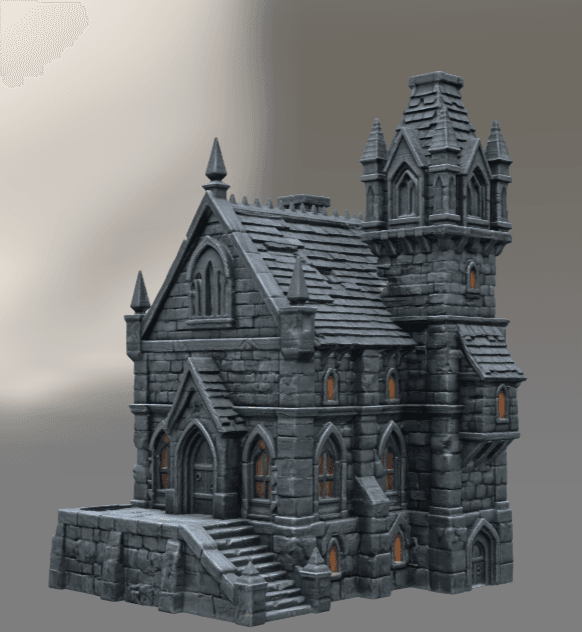 Dark Fantasy Mansion STL File for 3D Printing 3d model