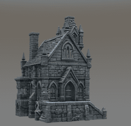 Dark Fantasy Mansion STL File for 3D Printing 3d model