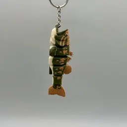 Flexy Large Mouth Bass Keychain- Articulating Large Mouth Bass 3d model