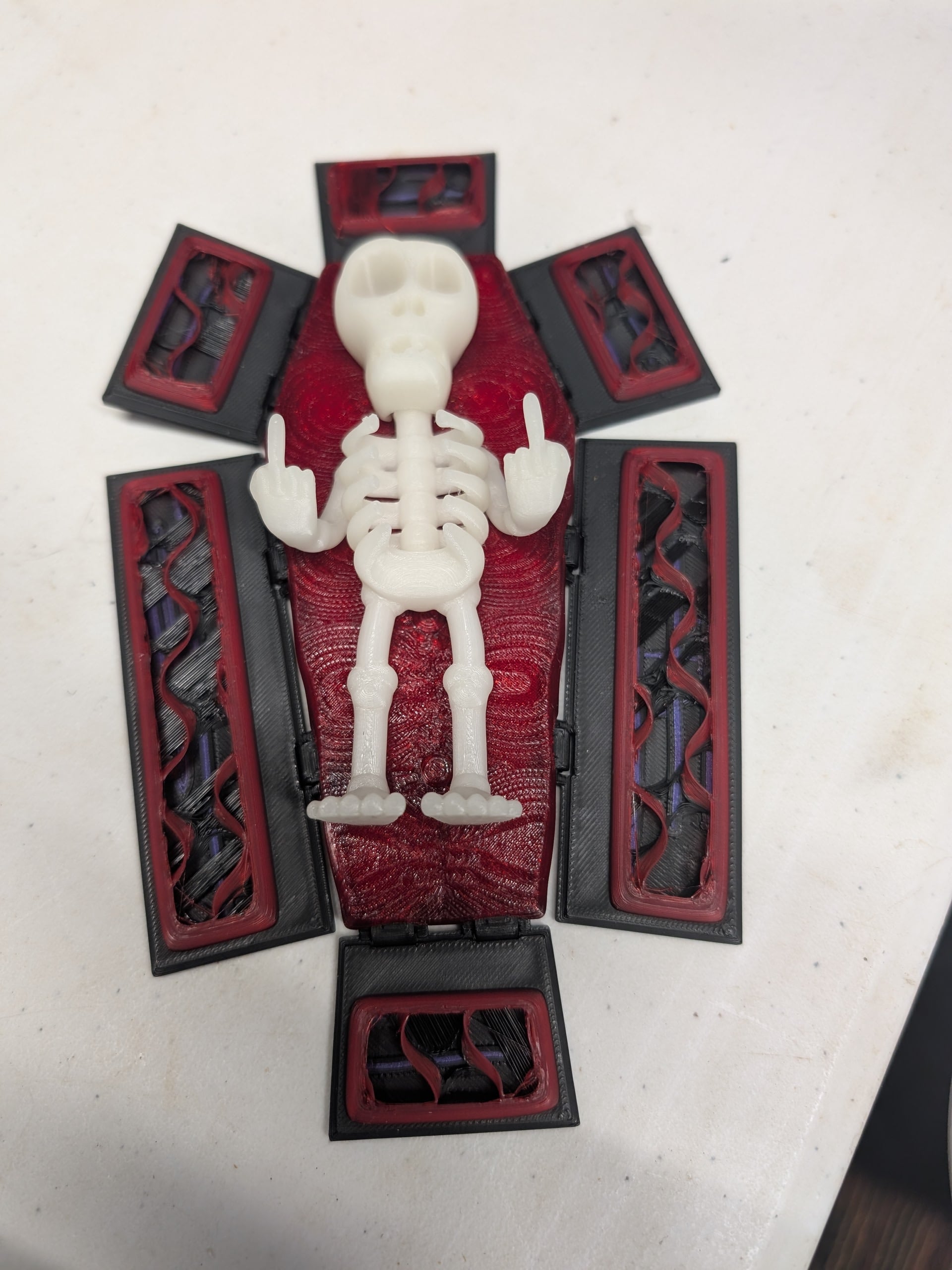 I think my favorite was a print failure leaving the coffin fabric unfinished.