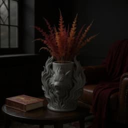 Inferno Wolf β Gothic Flame Vase with Wild Spirit 3d model
