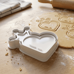 Heart With A Crown Cookie Cutter And Stamp 3d model