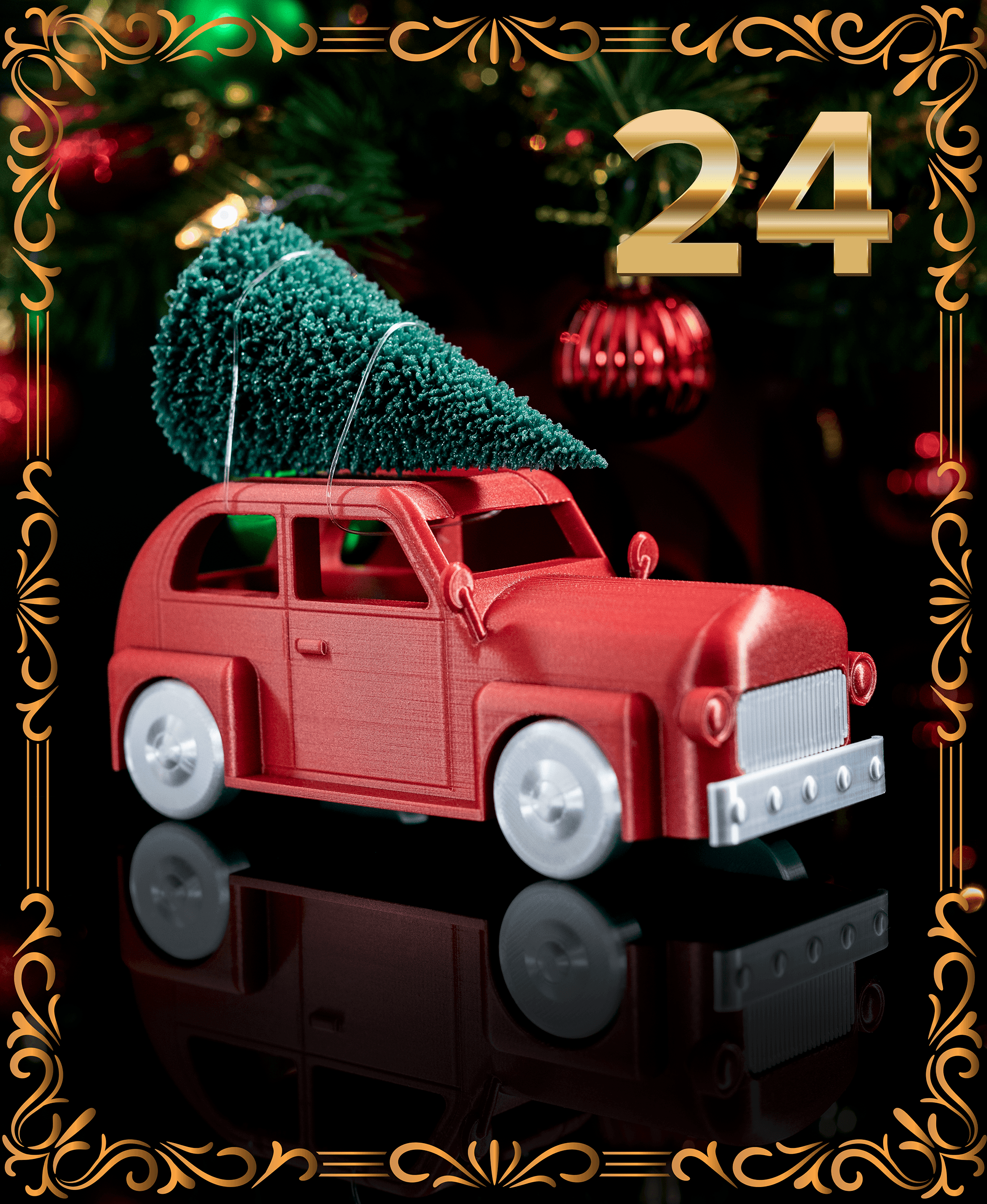 Car with Christmas Tree - Christmas Day 24 3d model