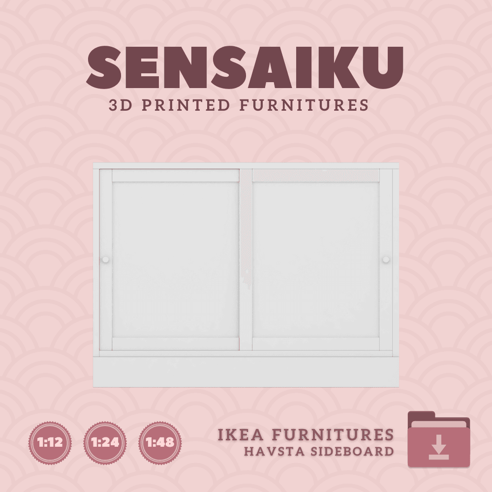 Miniature Replica HAVSTA Sideboard for Miniature Dollhouse - IKEA (1:12,24,48) - 3D Print Instant Do 3d model