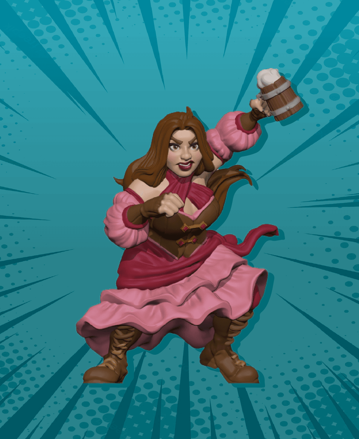 Brunhilde, Barmaid Barbarian [Pre-Supported]  3d model