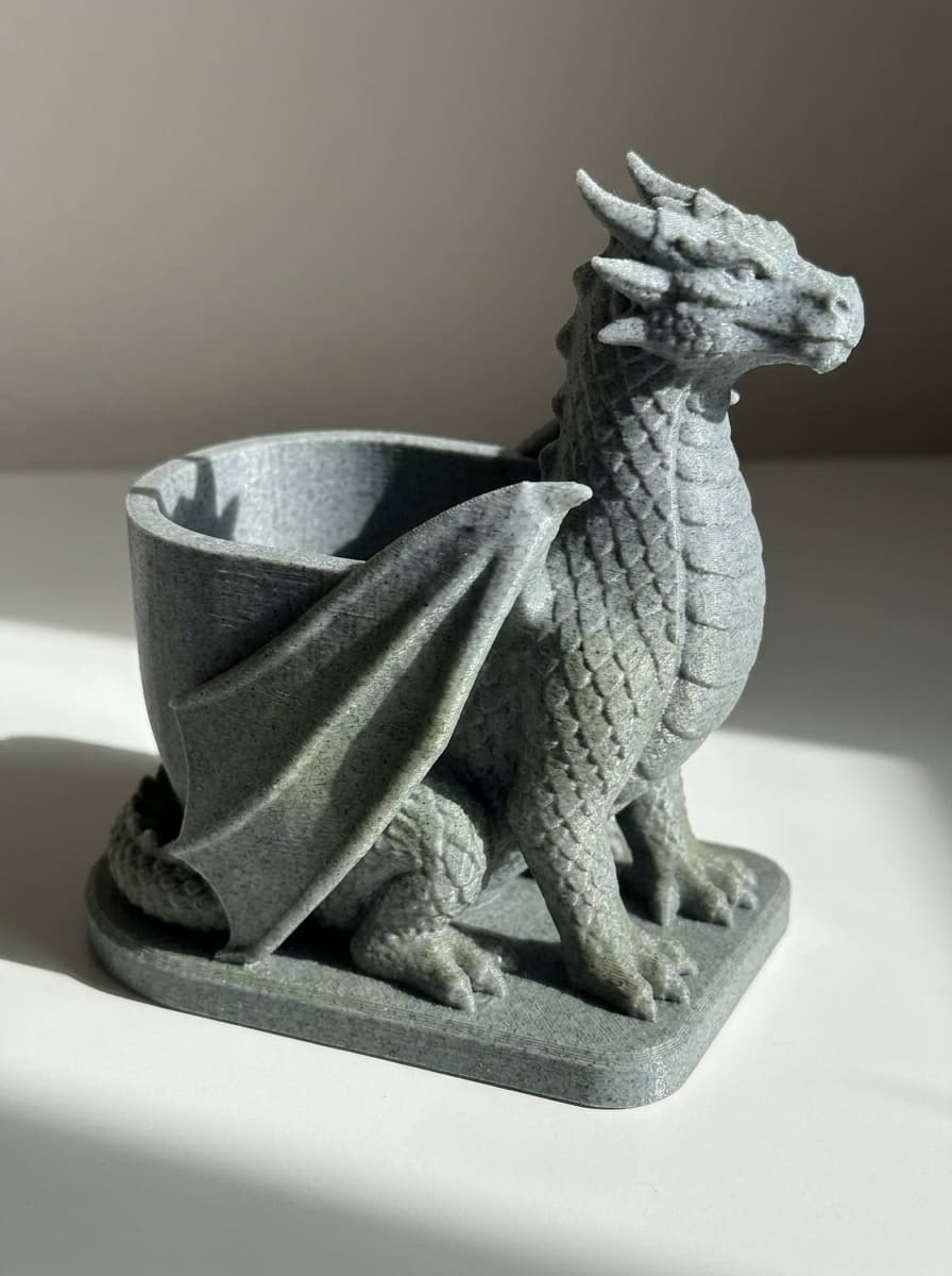 Stone Guardian Dragon Planter - Mythical Succulent Pot STL 3d model