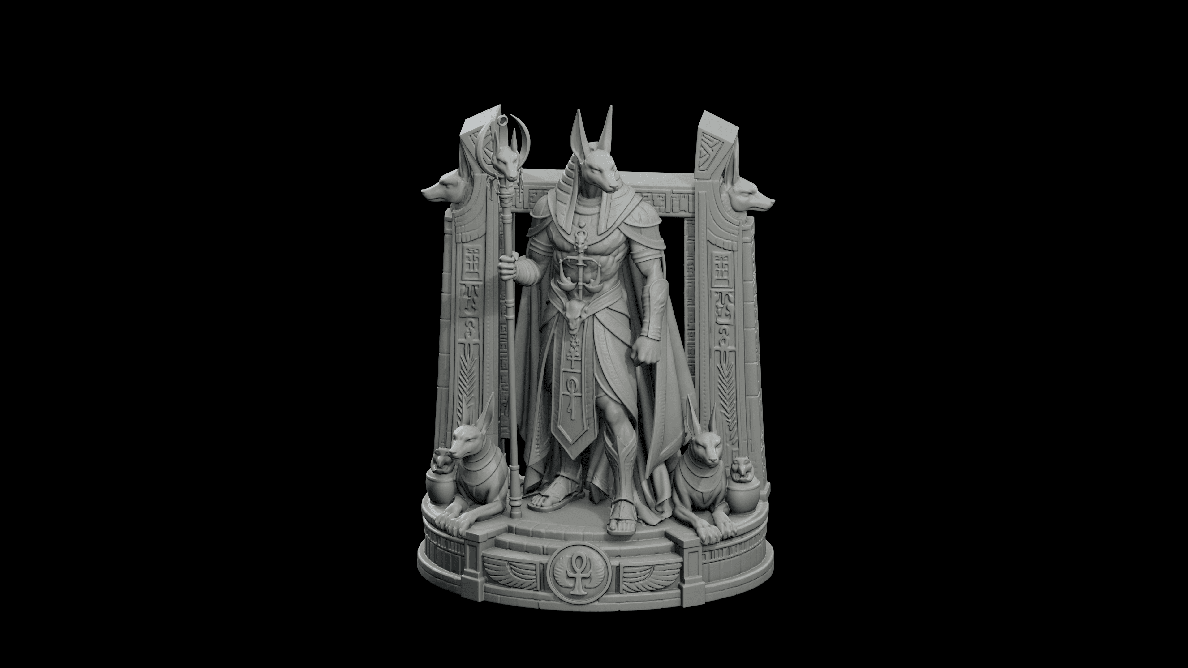 Anubis Jackal Gatekeeper STL - Printable Egyptian Guardian God Statue 3d model