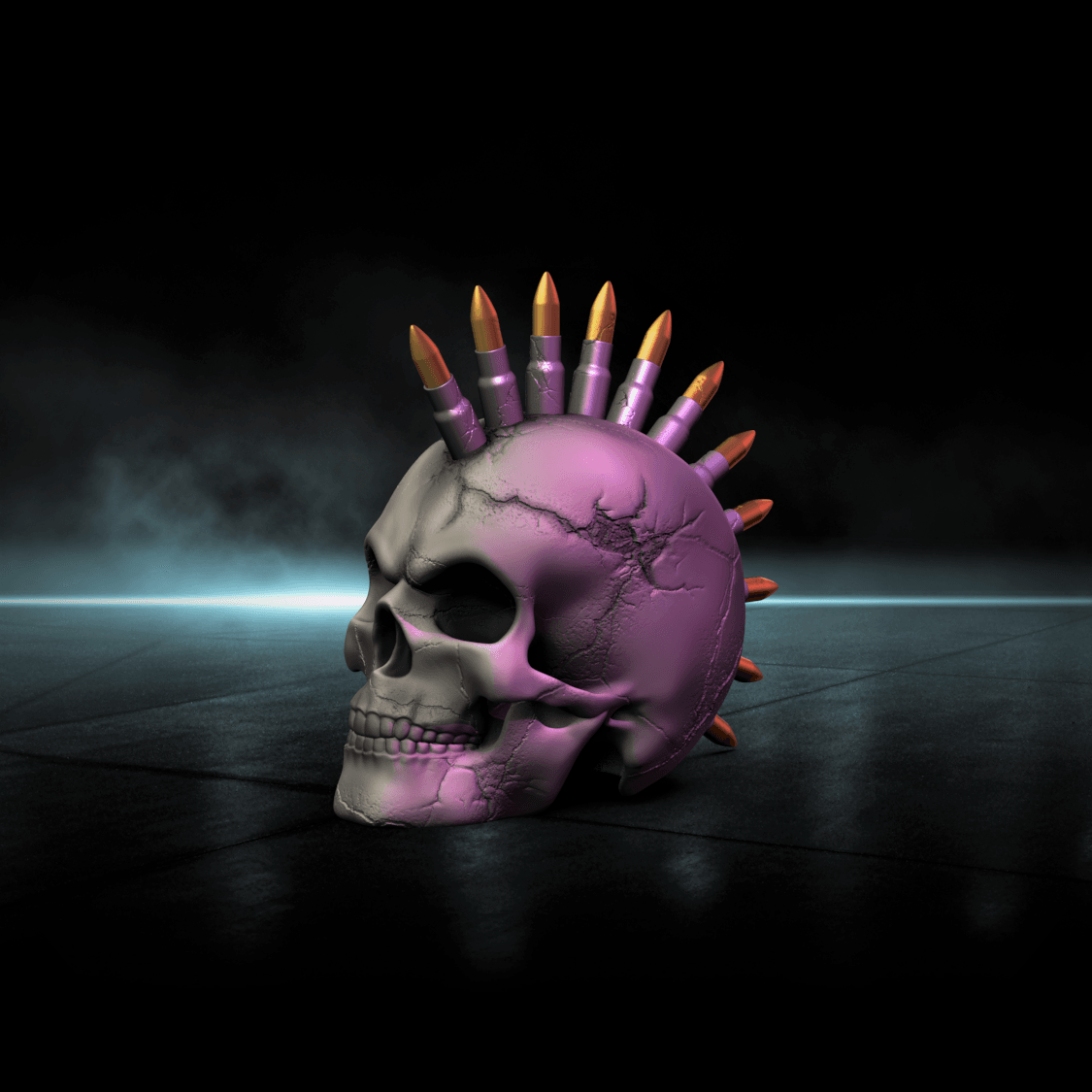 Bullet Mohawk -Punk Skull 3d model