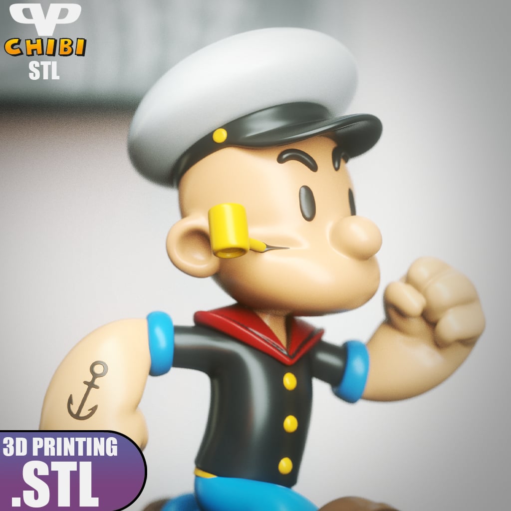 Popaye Chibi STL for 3D Printing ChibiSTL 3DXM 3d model