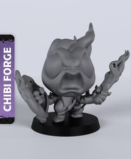 Fire Elemental Sword Chibi - With Free Dragon - 5e DnD Inspired for RPG and Wargamers 3d model