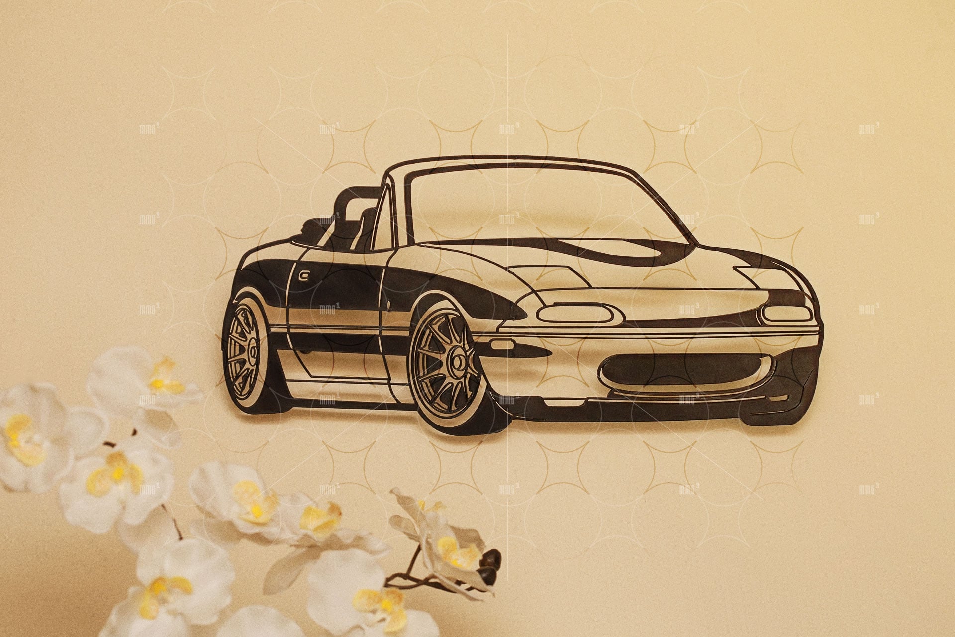 Miata Mx5 Silhouette Wall Decor Artwork For Home Or Office Easy 3d Printing 3d model