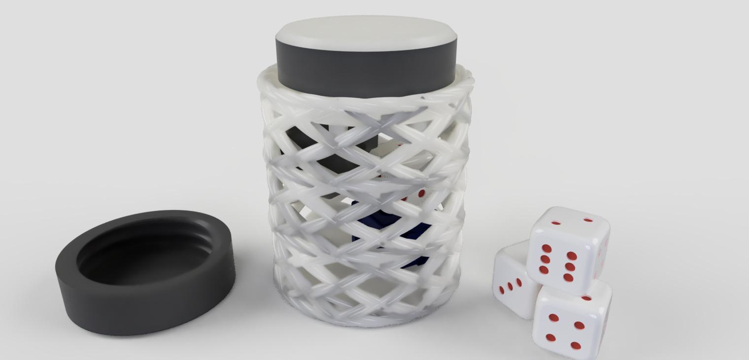Rope Knit Dice tub with screw top lid 3d model