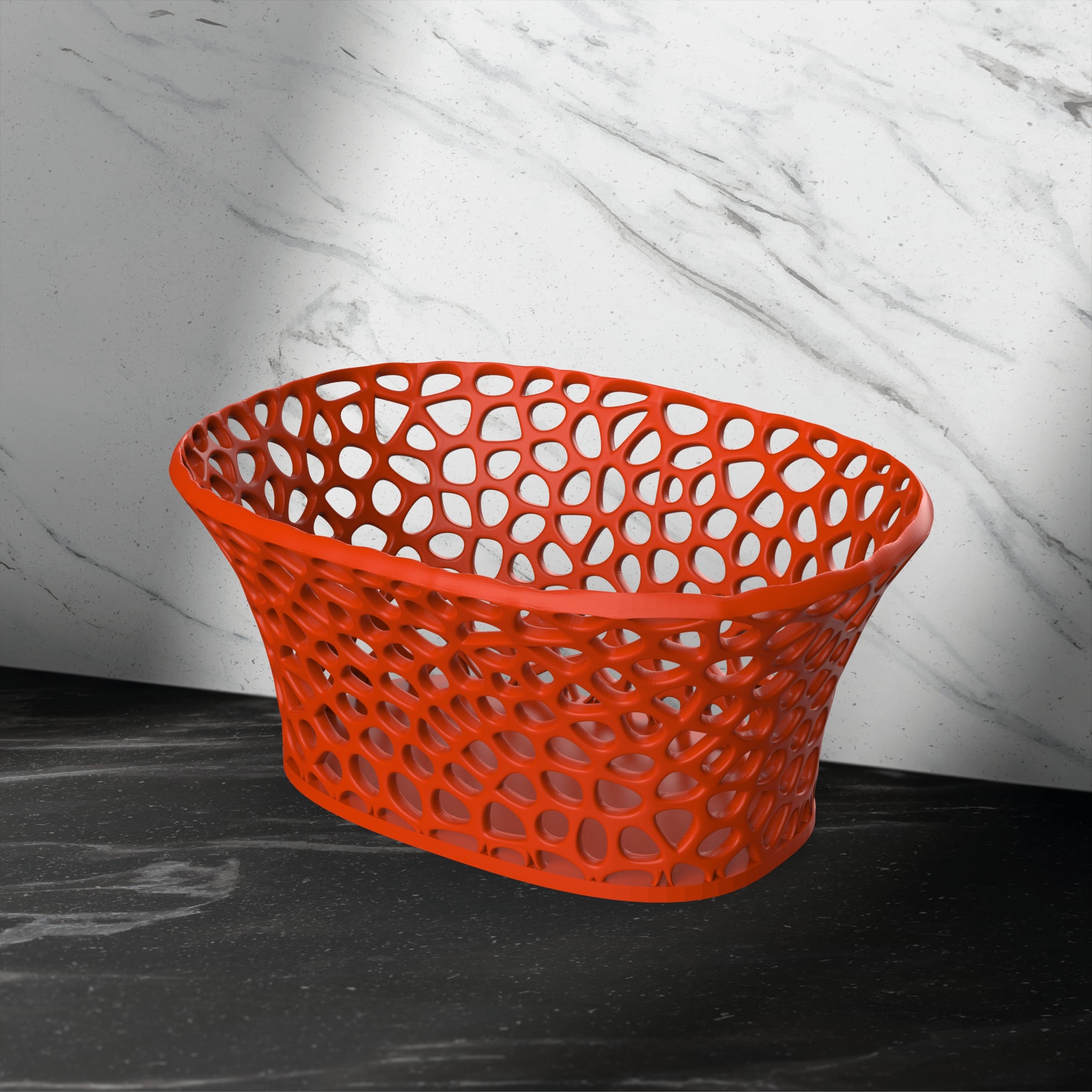 Voronoi Decorative Basket, Fruit Bowl, Orchid Bowl Pot Planter, Voronoi Spheres Pattern 3d model