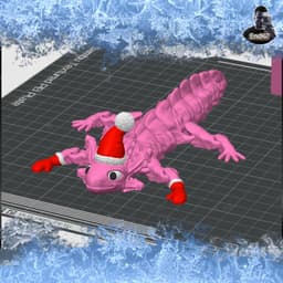 Cute articulated Axolotl - Santa Edition 3d model