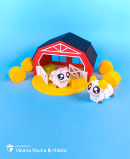 Diorama for Cute Flexi Animals, Sheep & Ram 3d model