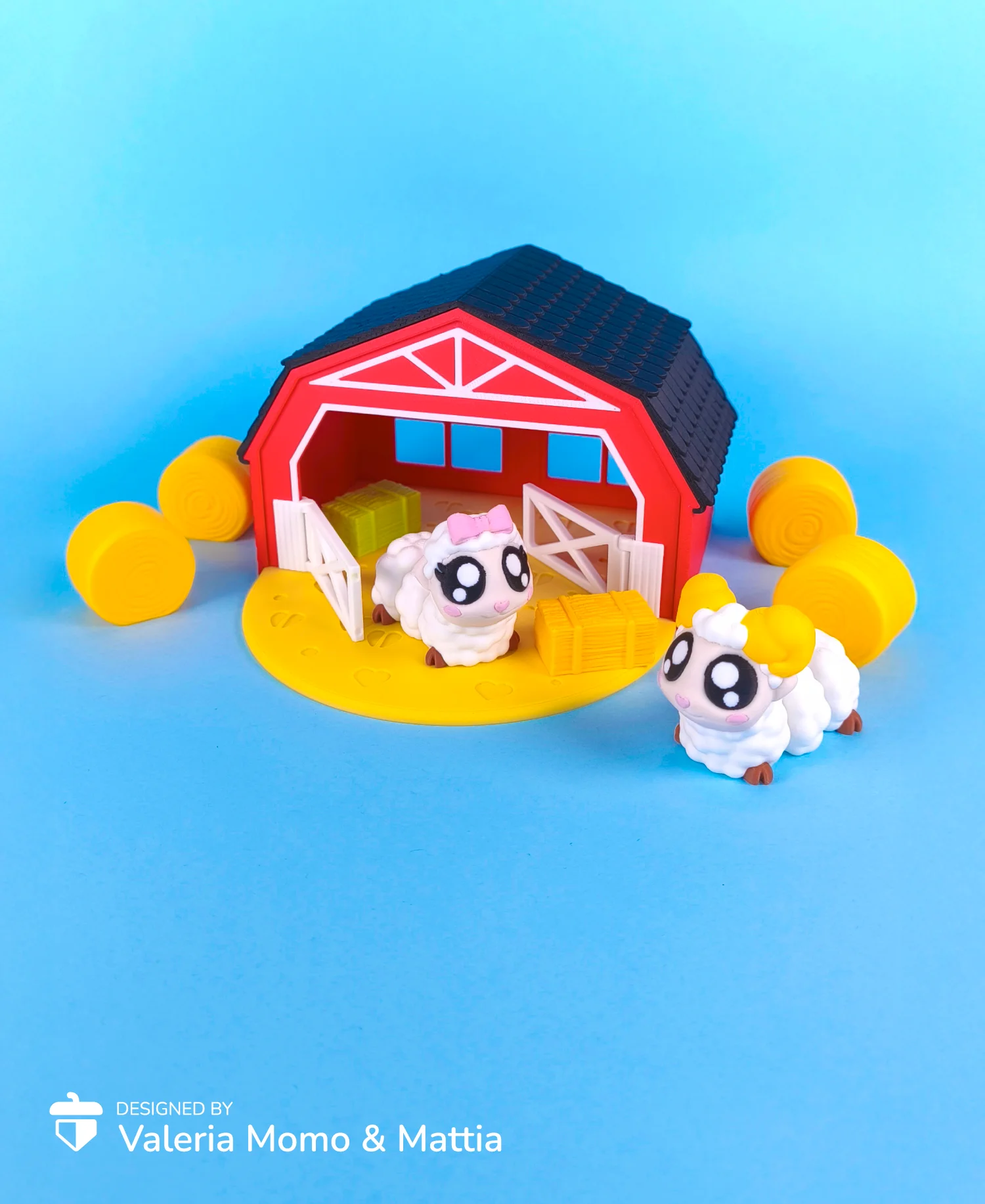 Diorama for Cute Flexi Animals, Sheep & Ram 3d model