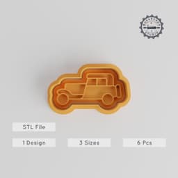 Old Long Car Shape Cutter & Stamp, Vintage Classic Car Fondant & Cookie Set, S/M/L, 6 Pieces PRODUCT_3249 3d model