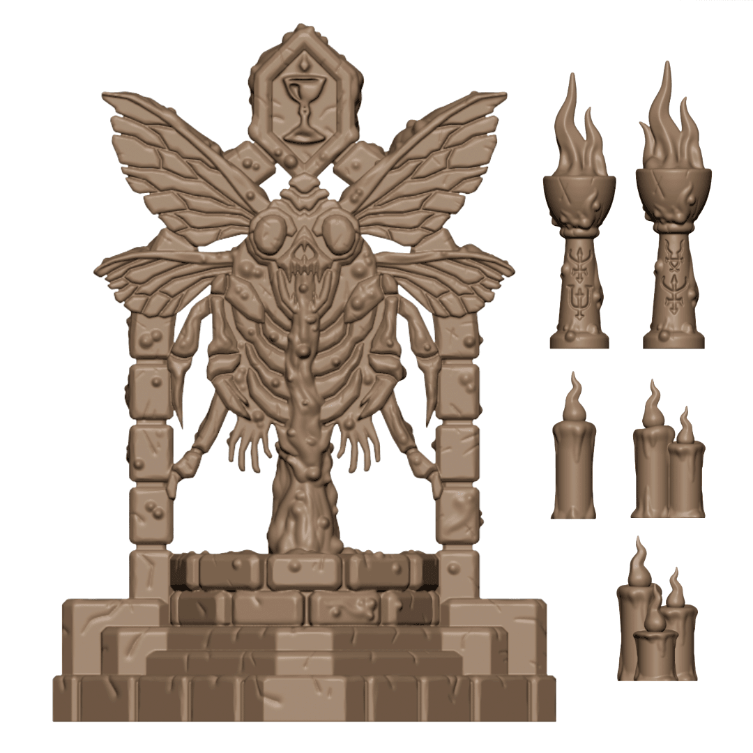 Demonic Fly Cult Shrine Dark Fantasy Tabletop Miniature 3d model