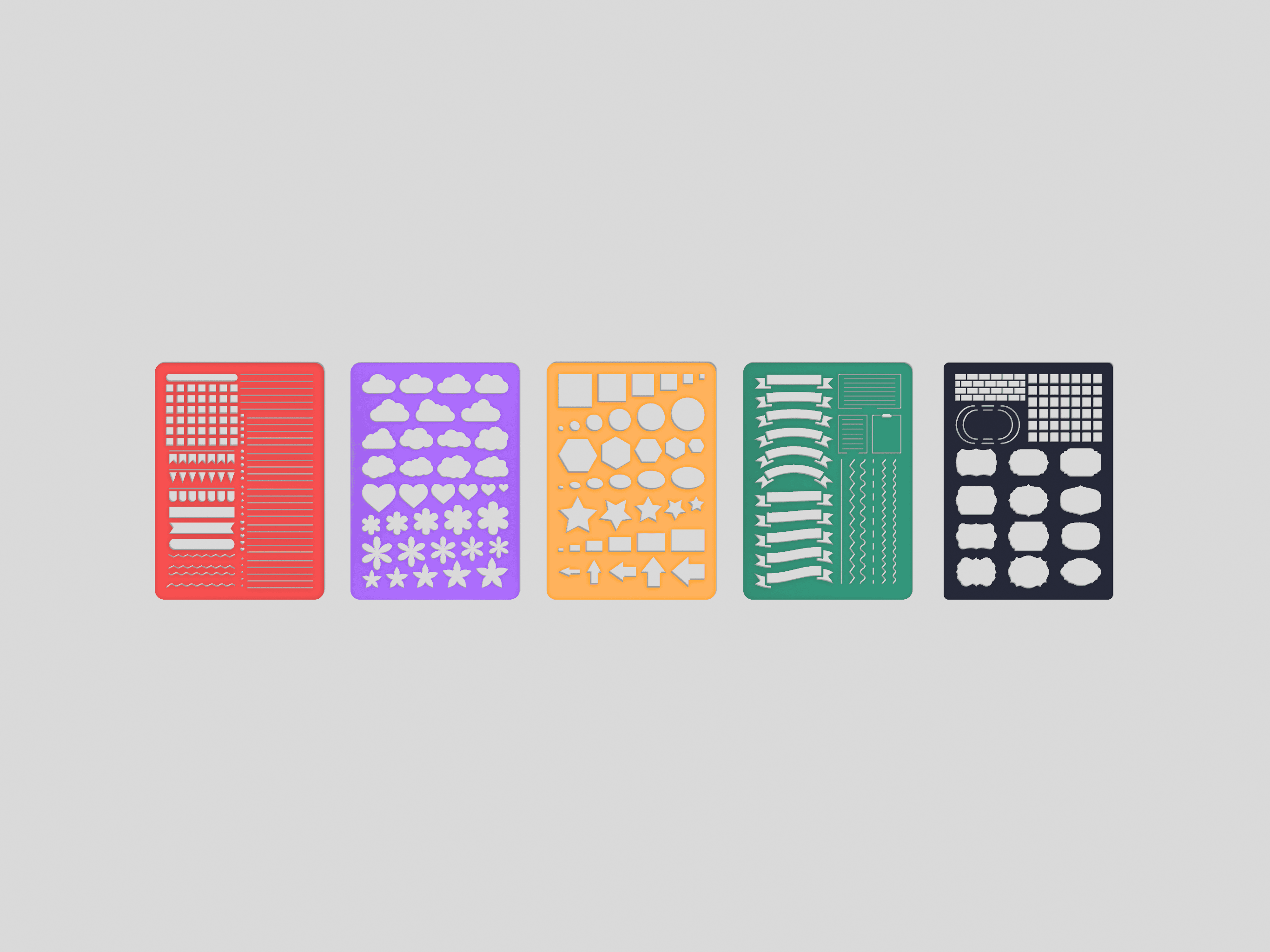 Bullet Journal Stencil Sheet Set Various Sizes and Designs 3d model