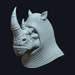 Rhinheart v9 Action Figure Head 3d model
