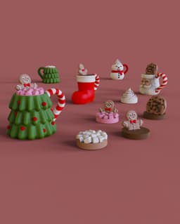 Christmas Tree Mug Clicker Keychain – 3D Fidget Toy 3d model